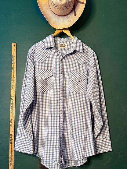 ely cattleman shirt, vintage western shirt, pearl snap shirt, plaid cowboy shirt