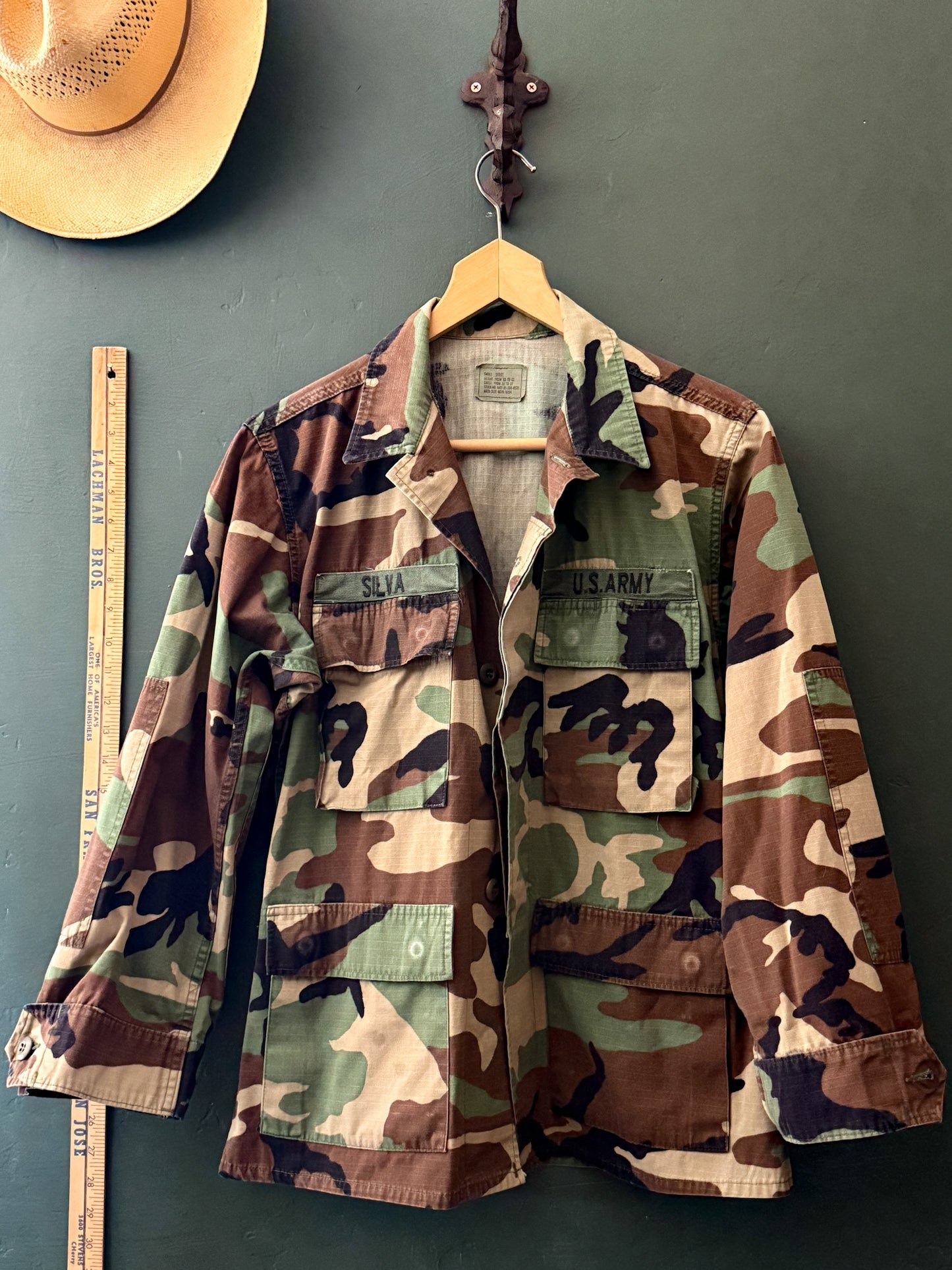 vintage camo jacket, us army woodland jacket, military surplus coat, vintage field jacket